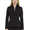 A Women Wearing Slimfit 2 Buttons Closure Black Suit
