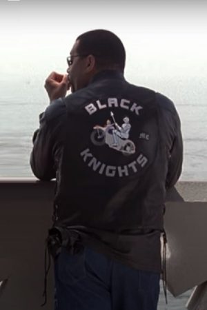 Actor Laurence Fishburne Wearing Black Leather Vest In Biker Boyz as Smoke
