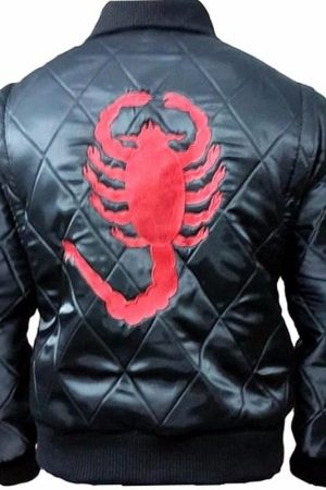 Drive Black Satin Jacket with red Scorpion logo