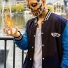 Film Suicide Squad Actor El Diablo Wearing Navy Blue Varsity Jacket