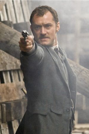 Actor Jude Law Wearing Gray Coat In Sherlock Holmes as Dr. John Watson