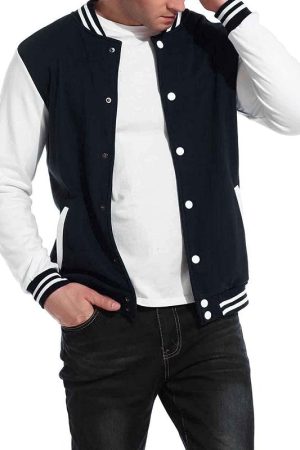 A Young Men Wearing Black Varsity Jacket