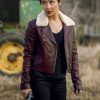 Actress Ruth Negga Wearing Maroon Leather Jacket In Preacher as Tulip O'Hare