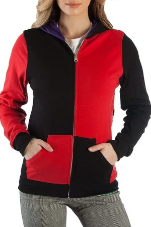 A Young Women Wearing Harley Quinn Hoodie Jacket