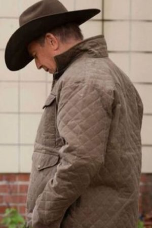Kevin Costner Wearing Brown Quilted Jacket In Yellowstone as John Dutton