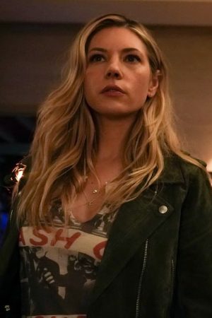 Katheryn Winnick Wearing Green Suede Leather Jacket In Big Sky