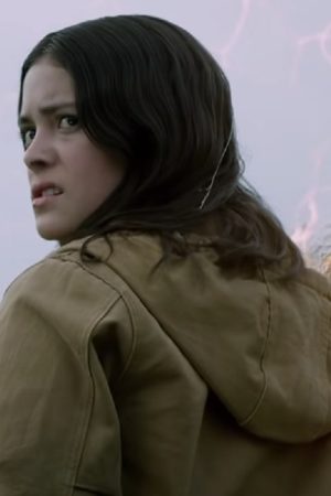 Blu Hunt Wearing Brown Hoodie Jacket In The New Mutants Movie