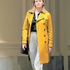 Mireille Enos Wearing Double Breasted Yellow Coat In Hanna as Marissa