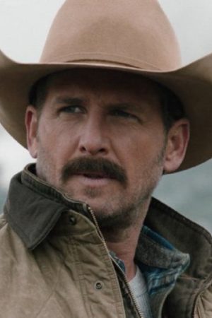 American actor Josh Lucas Wearing Brown Quilted Jacket In Yellowstone