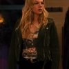 Actress Katheryn Winnick Wearing Green Suede Leather Jacket In Big Sky as Jenny Hoyt