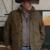 Actor Kevin Costner Wearing Green Cotton Jacket In The Yellowstone TV Series as John Dutton