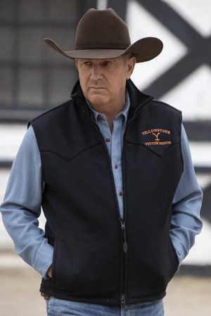 Actor Kevin Costner Wearing Black Vest In Tv Series Yellowstone as John Dutton