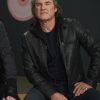 Actor Kurt Russell Wearing Black Leather Jacket In Movie The Art of the Steal as Crunch Calhoun