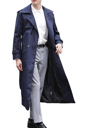 A Men Wearing Double Breasted Trench Coat