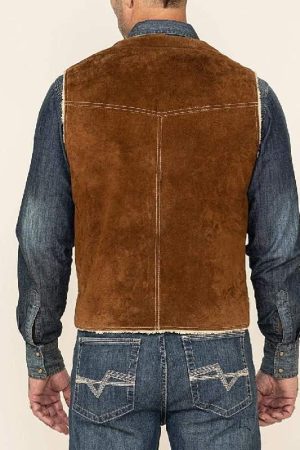 Men Wearing Brown Suede Vest