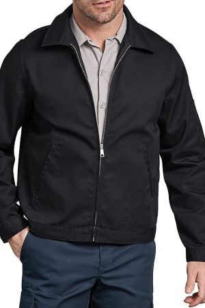 A Young Men Wearing Black Lightweight Jacket