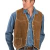 A Men WEaring Classic Brown Suede Leather Vest