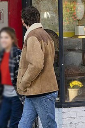 Nick Thune Wearing Brown Suede Leather Jacket In TV Series Love Life as Magnus