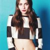 American Actress Willa Holland Wearing Checkerboard Style Crop Jacket