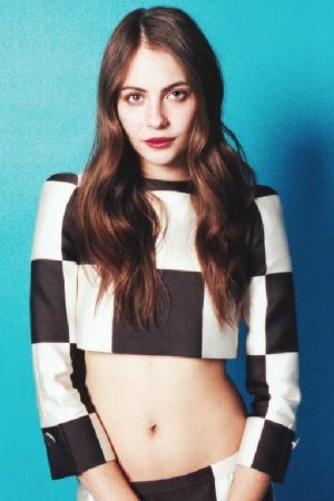 American Actress Willa Holland Wearing Checkerboard Style Crop Jacket