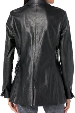 Women Wearing Leather Blazer