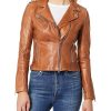 Neko Biker Brown Leather Jacket for Women