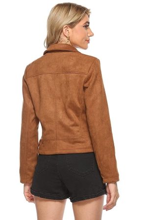 A Young Ladies Wearing Brown Jacket