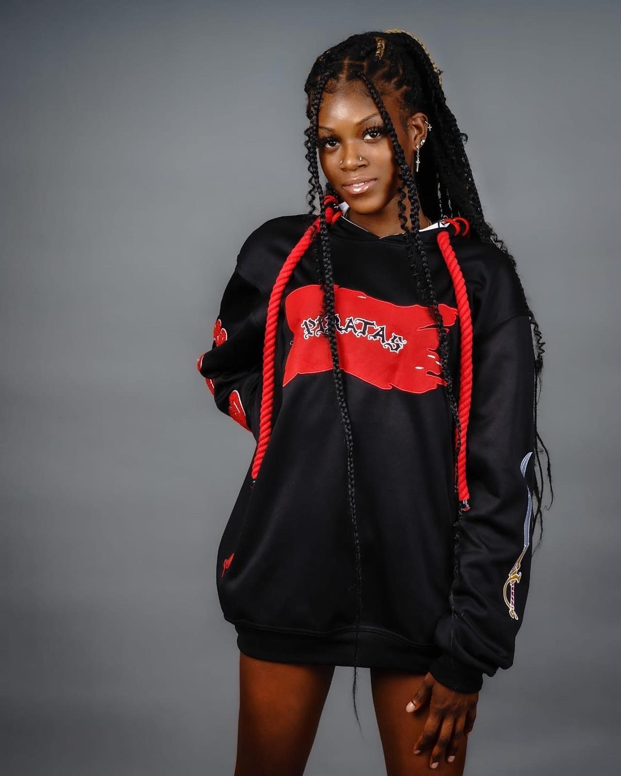 Black and Red K’harma Piratad big rope Hoodies